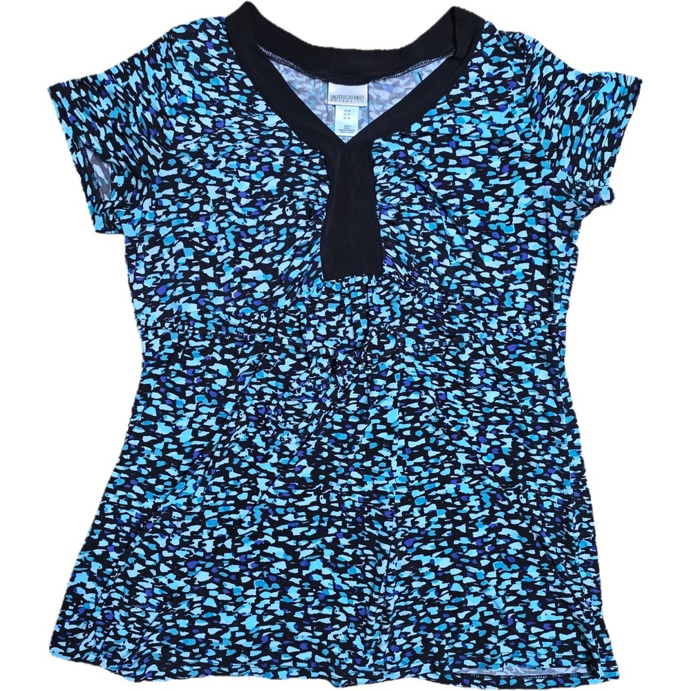 Motherhood Maternity Women's Blue Leopard‎ Print Empire Tunic Top Size M EUC